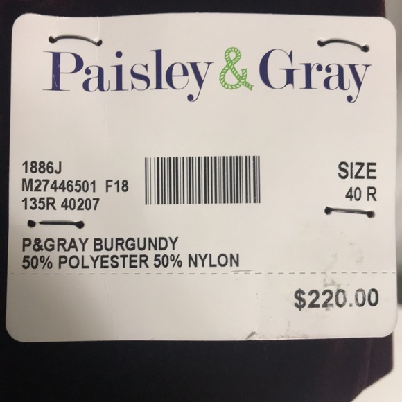 Paisley and Gray Burgundy Sport Jacket - Picture 2 of 4